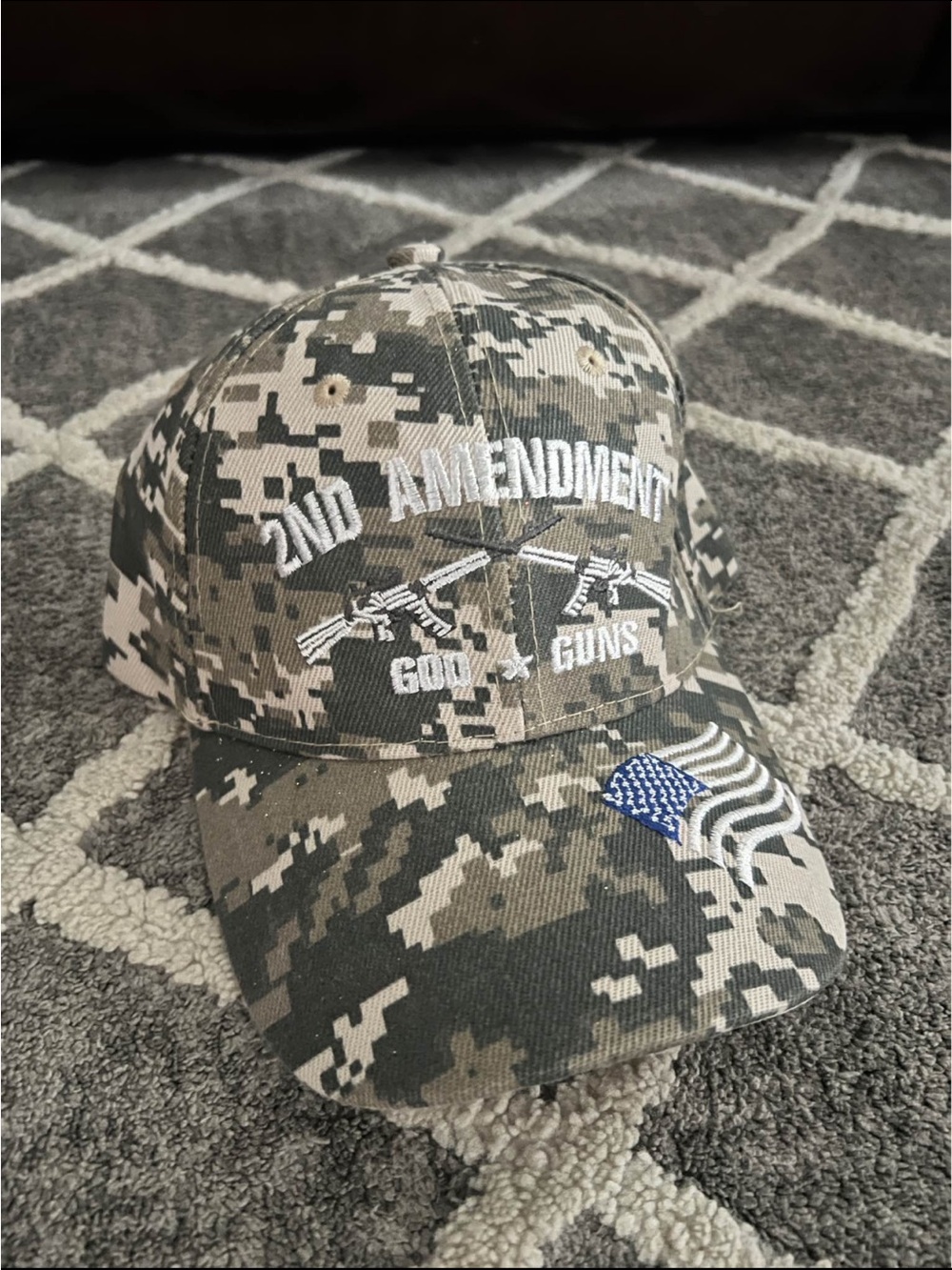 2nd Amendment Camo Baseball Cap with Flag Patch